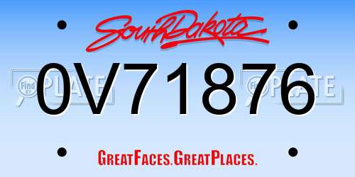 0V71876 South Dakota License Plate