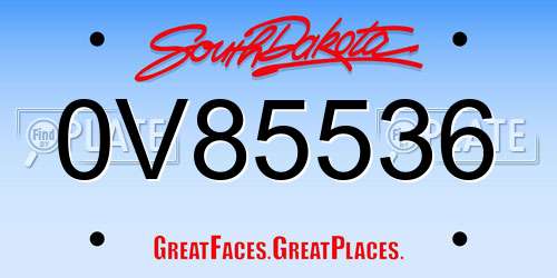 0V85536 South Dakota License Plate