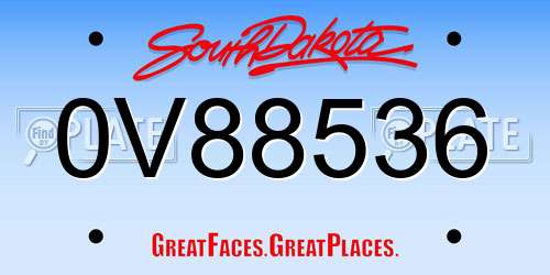 0V88536 South Dakota License Plate