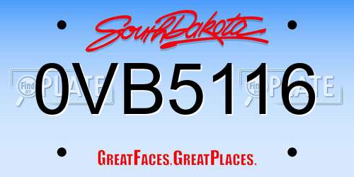 0VB5116 South Dakota License Plate