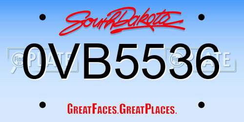 0VB5536 South Dakota License Plate