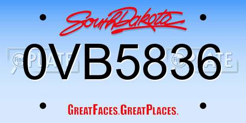 0VB5836 South Dakota License Plate