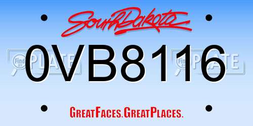 0VB8116 South Dakota License Plate