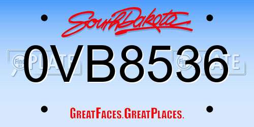 0VB8536 South Dakota License Plate