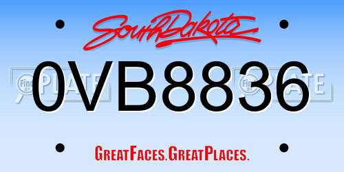 0VB8836 South Dakota License Plate