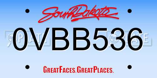 0VBB536 South Dakota License Plate