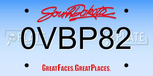 0VBP82 South Dakota License Plate