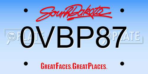 0VBP87 South Dakota License Plate