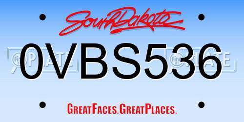 0VBS536 South Dakota License Plate