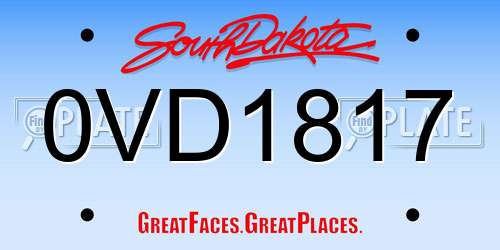 0VD1817 South Dakota License Plate