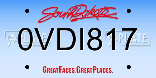 0VDI817 South Dakota License Plate