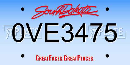 0VE3475 South Dakota License Plate