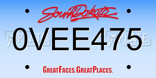 0VEE475 South Dakota License Plate