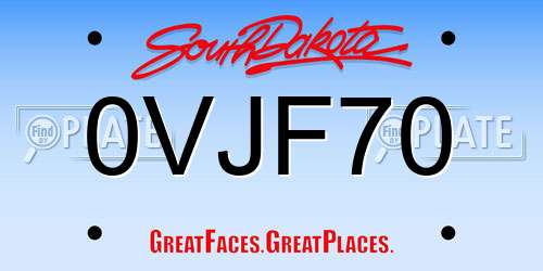 0VJF70 South Dakota License Plate