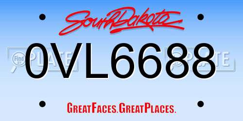 0VL6688 South Dakota License Plate