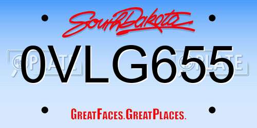 0VLG655 South Dakota License Plate