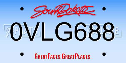 0VLG688 South Dakota License Plate