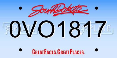 0VO1817 South Dakota License Plate