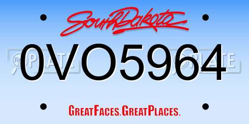 0VO5964 South Dakota License Plate
