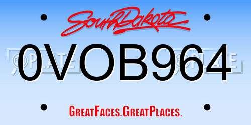 0VOB964 South Dakota License Plate