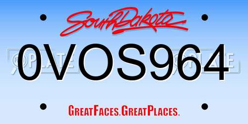 0VOS964 South Dakota License Plate