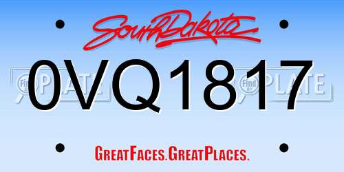 0VQ1817 South Dakota License Plate