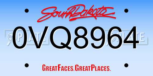 0VQ8964 South Dakota License Plate