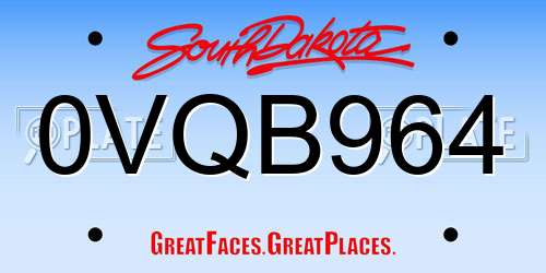 0VQB964 South Dakota License Plate