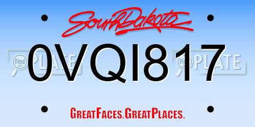 0VQI817 South Dakota License Plate