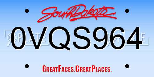 0VQS964 South Dakota License Plate