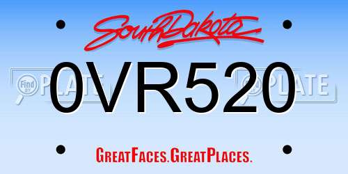 0VR520 South Dakota License Plate