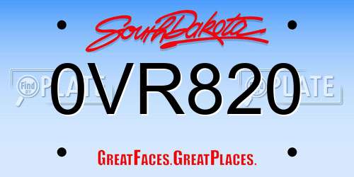 0VR820 South Dakota License Plate