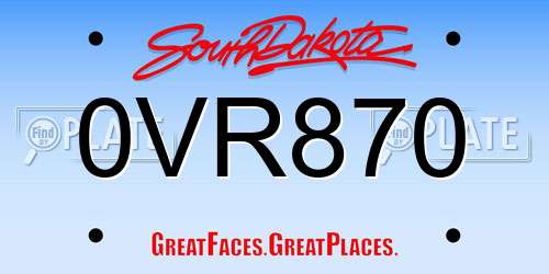 0VR870 South Dakota License Plate