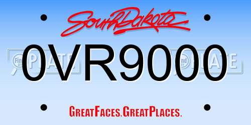 0VR9000 South Dakota License Plate