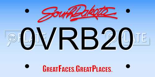 0VRB20 South Dakota License Plate