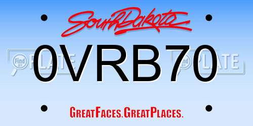0VRB70 South Dakota License Plate