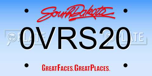 0VRS20 South Dakota License Plate
