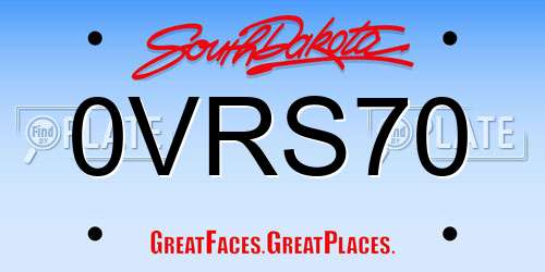 0VRS70 South Dakota License Plate