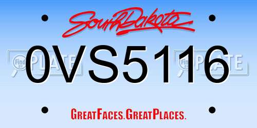 0VS5116 South Dakota License Plate
