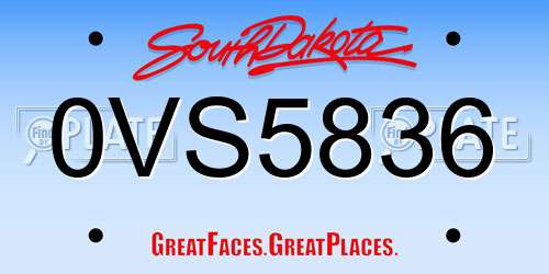 0VS5836 South Dakota License Plate