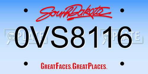 0VS8116 South Dakota License Plate