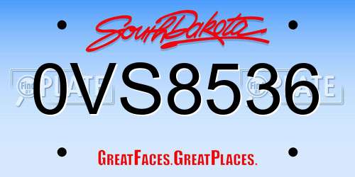 0VS8536 South Dakota License Plate