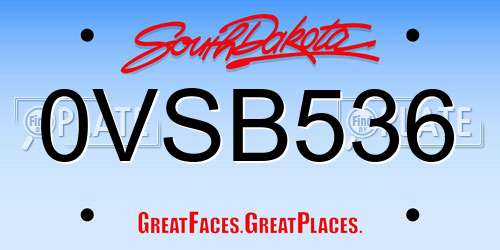 0VSB536 South Dakota License Plate