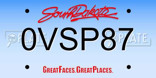 0VSP87 South Dakota License Plate