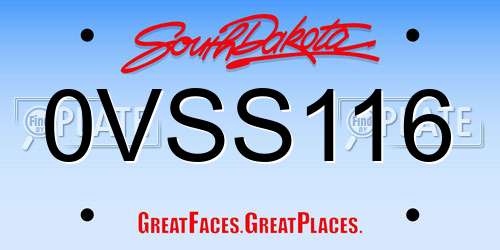 0VSS116 South Dakota License Plate