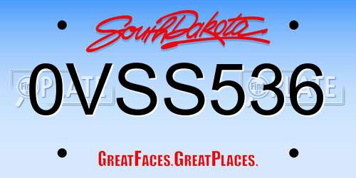 0VSS536 South Dakota License Plate