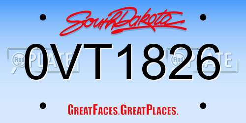 0VT1826 South Dakota License Plate
