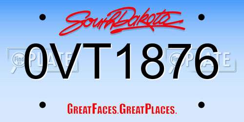 0VT1876 South Dakota License Plate