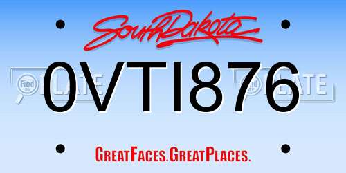 0VTI876 South Dakota License Plate