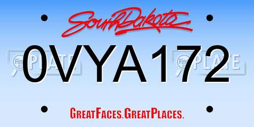 0VYA172 South Dakota License Plate